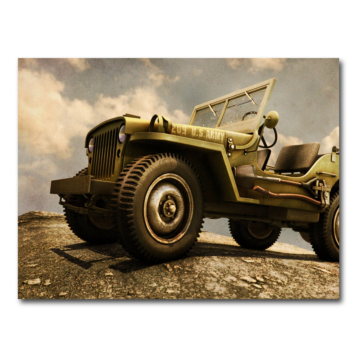 AUTO-MOCKUP WHITE | Willys Military Jeep | 1 Piece | Gallery Wrap Canvas | group=4x3