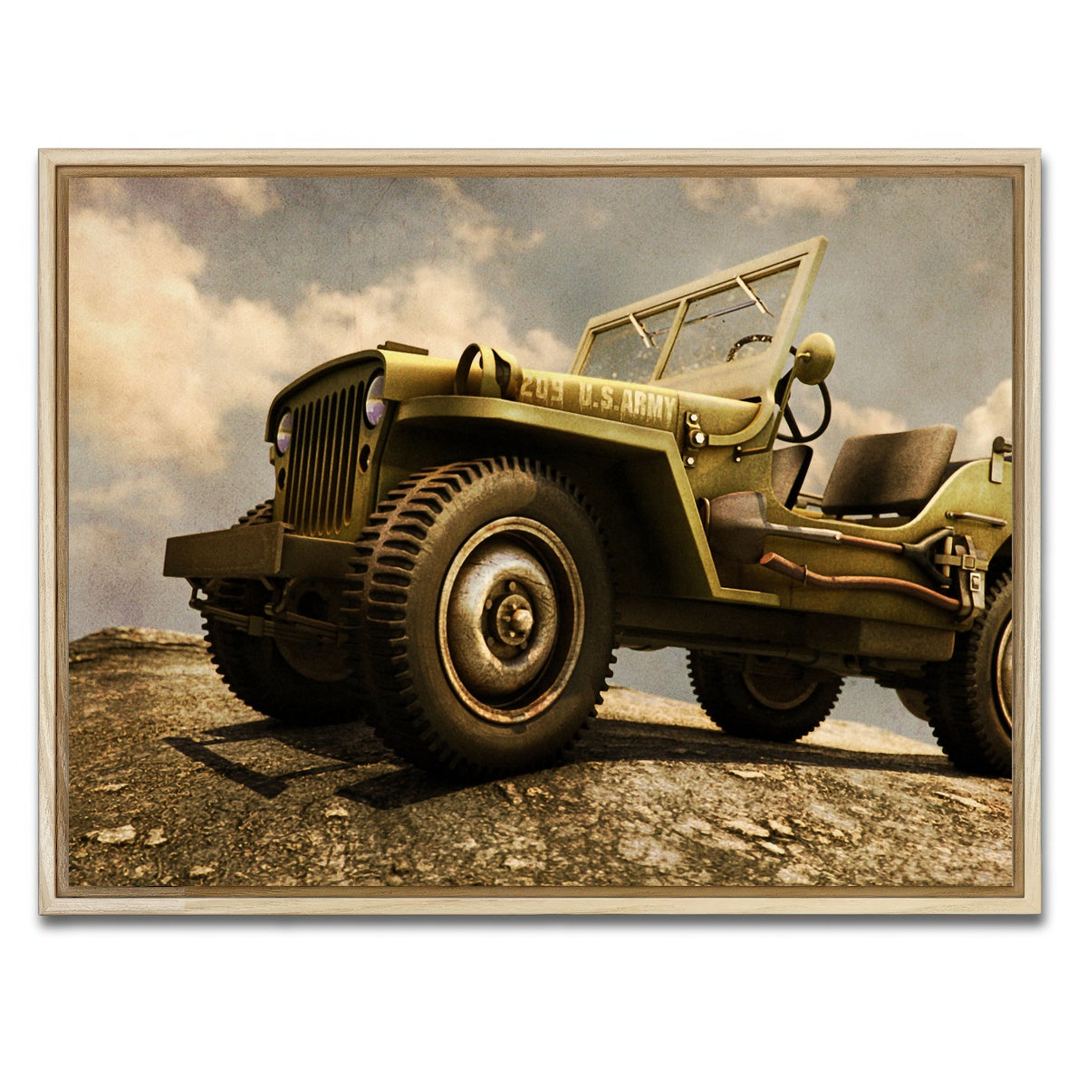 AUTO-MOCKUP WHITE | Willys Military Jeep | 1 Piece | Natural Framed Canvas | group=4x3