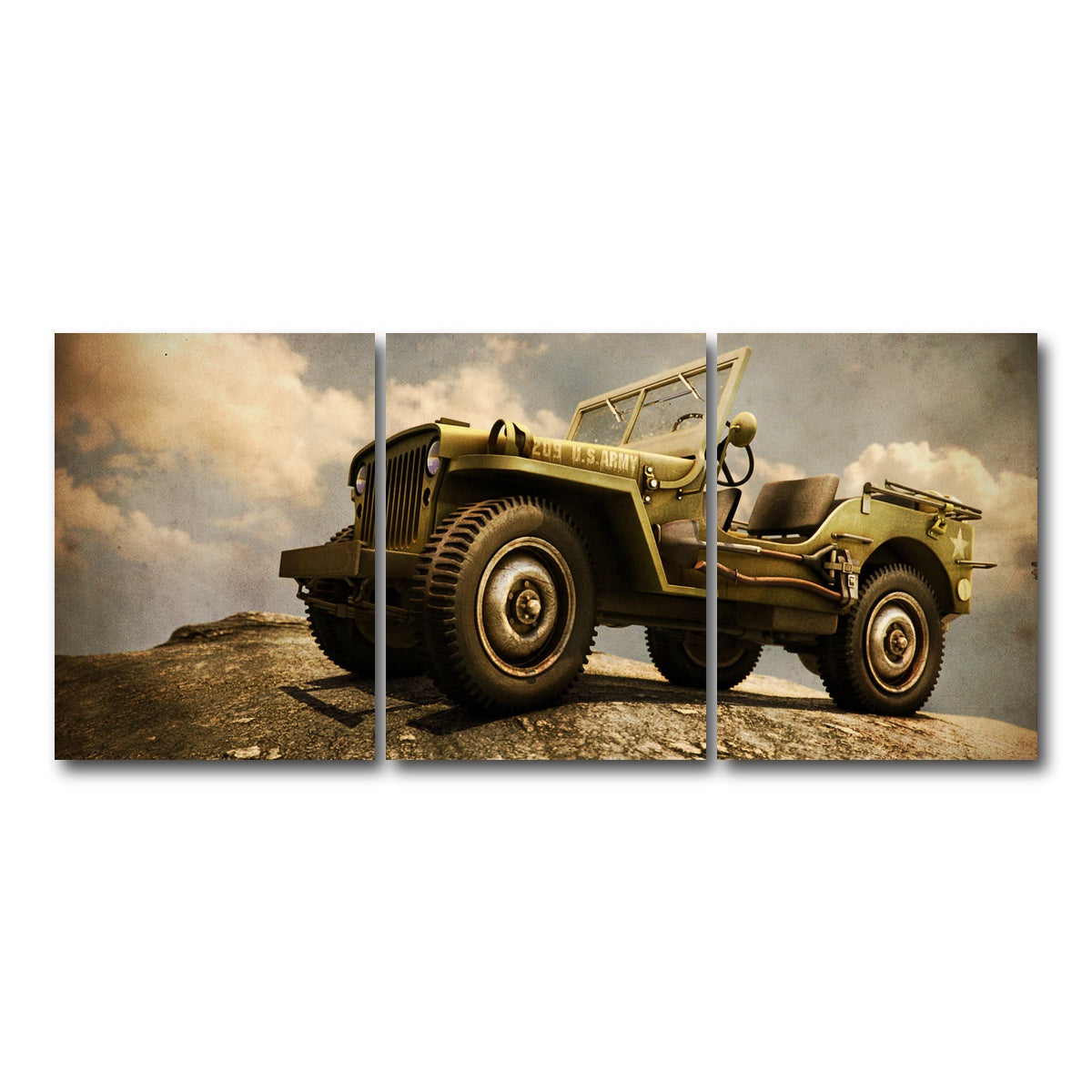 AUTO-MOCKUP WHITE | Willys Military Jeep | 3 Piece | Gallery Wrap Canvas | group=18x24