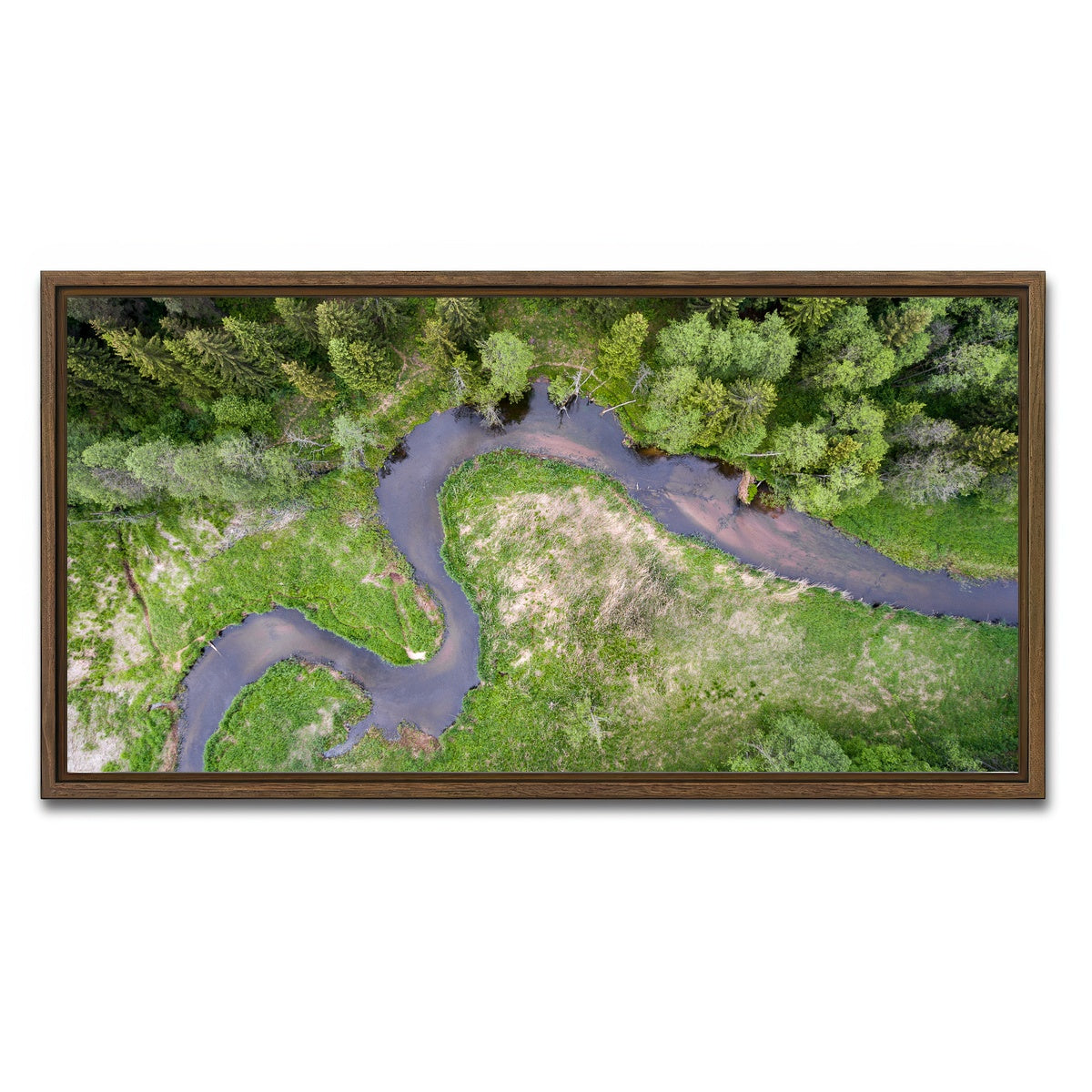 AUTO-MOCKUP WHITE | Winding Creek | 1 Piece | Walnut Framed Canvas | group=2x1