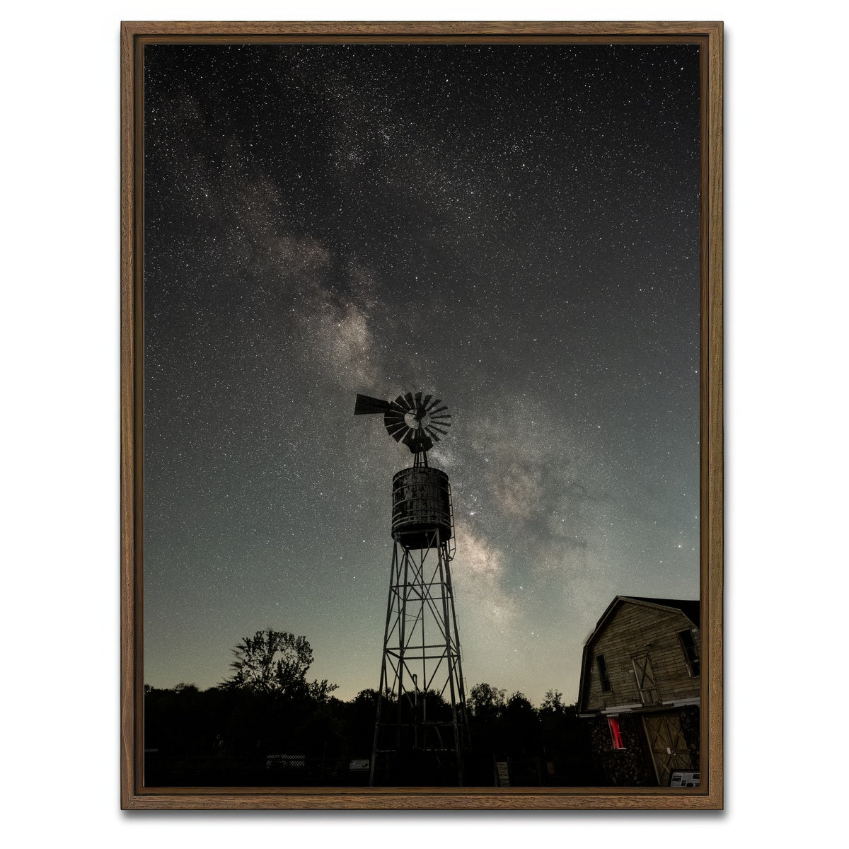 AUTO-MOCKUP WHITE | Windmill at Night | 1 Piece | Walnut Framed Canvas | group=3x4