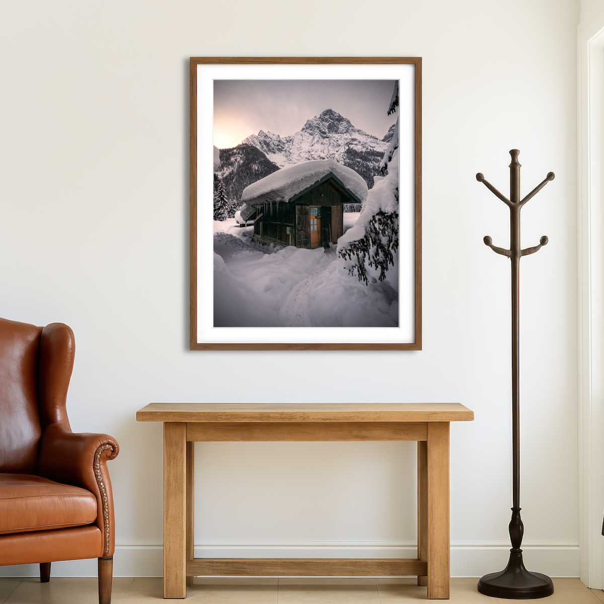AUTO-MOCKUP ROOM | Winter Cabin Wall Art