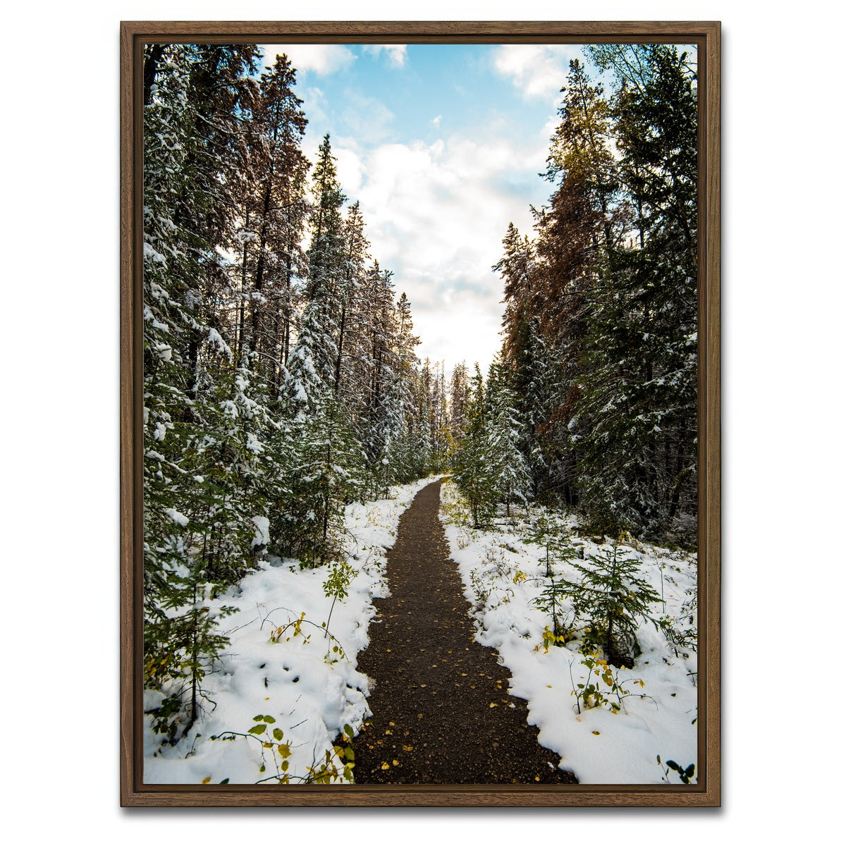 AUTO-MOCKUP WHITE | Winter Path | 1 Piece | Walnut Framed Canvas | group=3x4