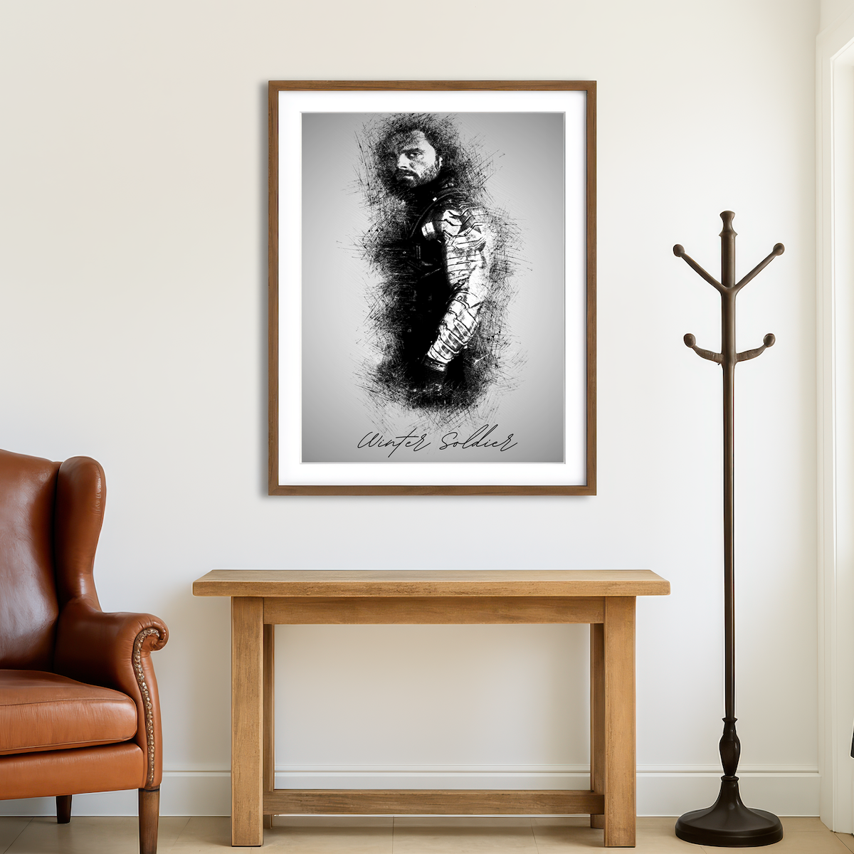 AUTO-MOCKUP ROOM | Winter Soldier Sketch Wall Art