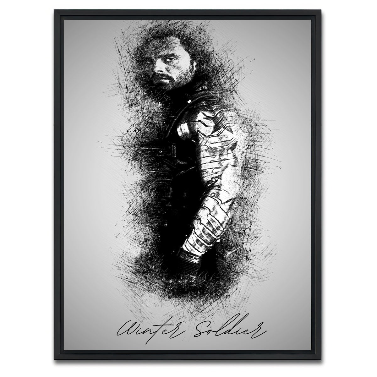 AUTO-MOCKUP WHITE | Winter Soldier Sketch | 1 Piece | Black Framed Canvas | group=3x4