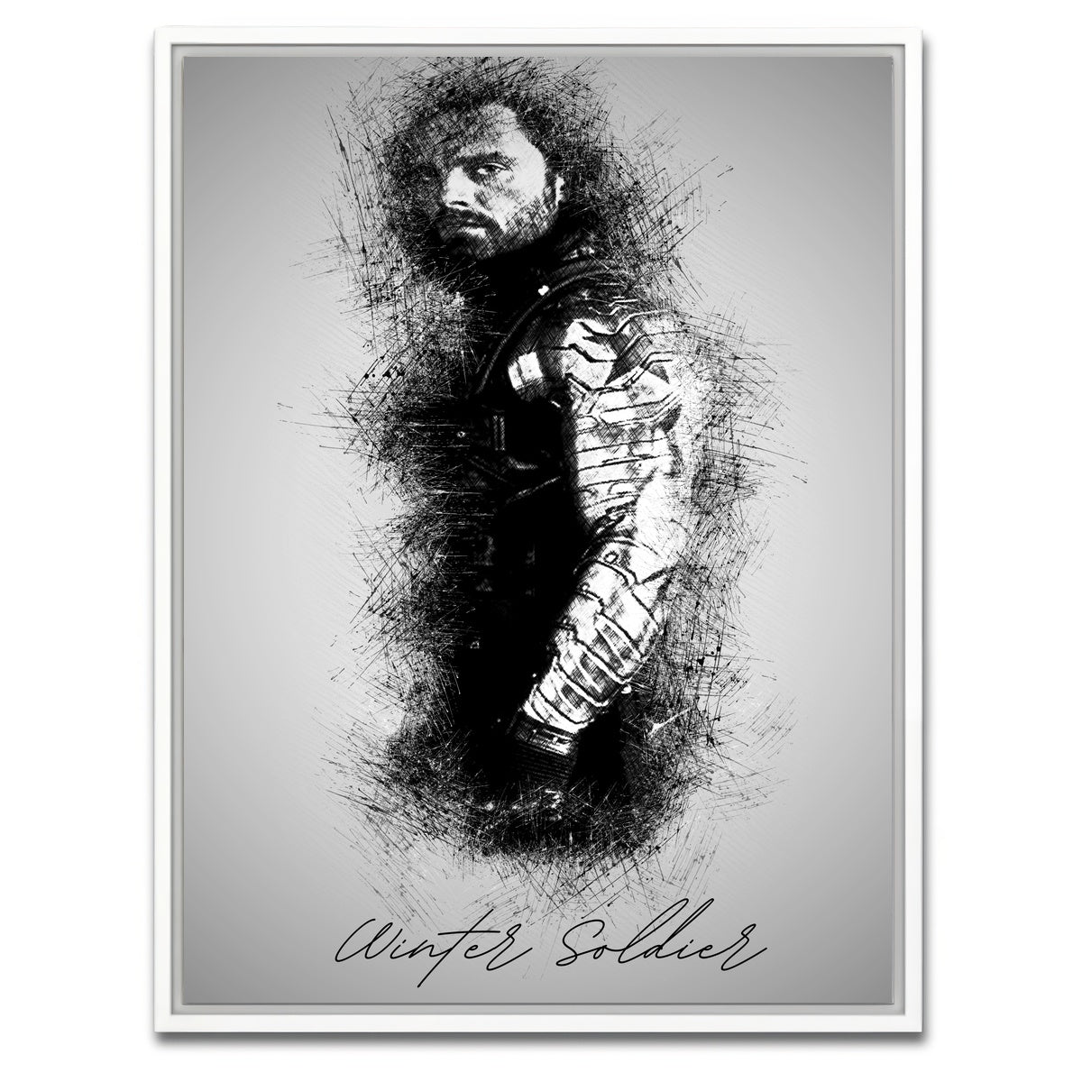 AUTO-MOCKUP WHITE | Winter Soldier Sketch | 1 Piece | White Framed Canvas | group=3x4