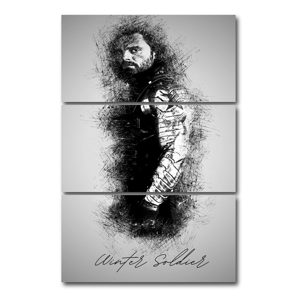 AUTO-MOCKUP WHITE | Winter Soldier Sketch | 3 Piece | Gallery Wrap Canvas | group=12x24_stacked