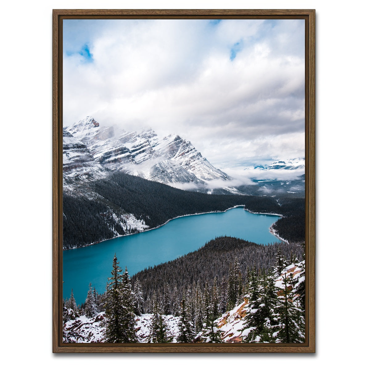 AUTO-MOCKUP WHITE | Wintry Peyto Lake | 1 Piece | Walnut Framed Canvas | group=3x4