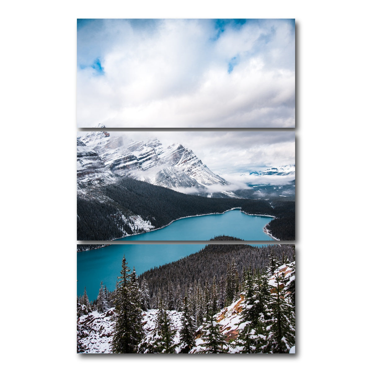 AUTO-MOCKUP WHITE | Wintry Peyto Lake | 3 Piece | Gallery Wrap Canvas | group=12x24_stacked