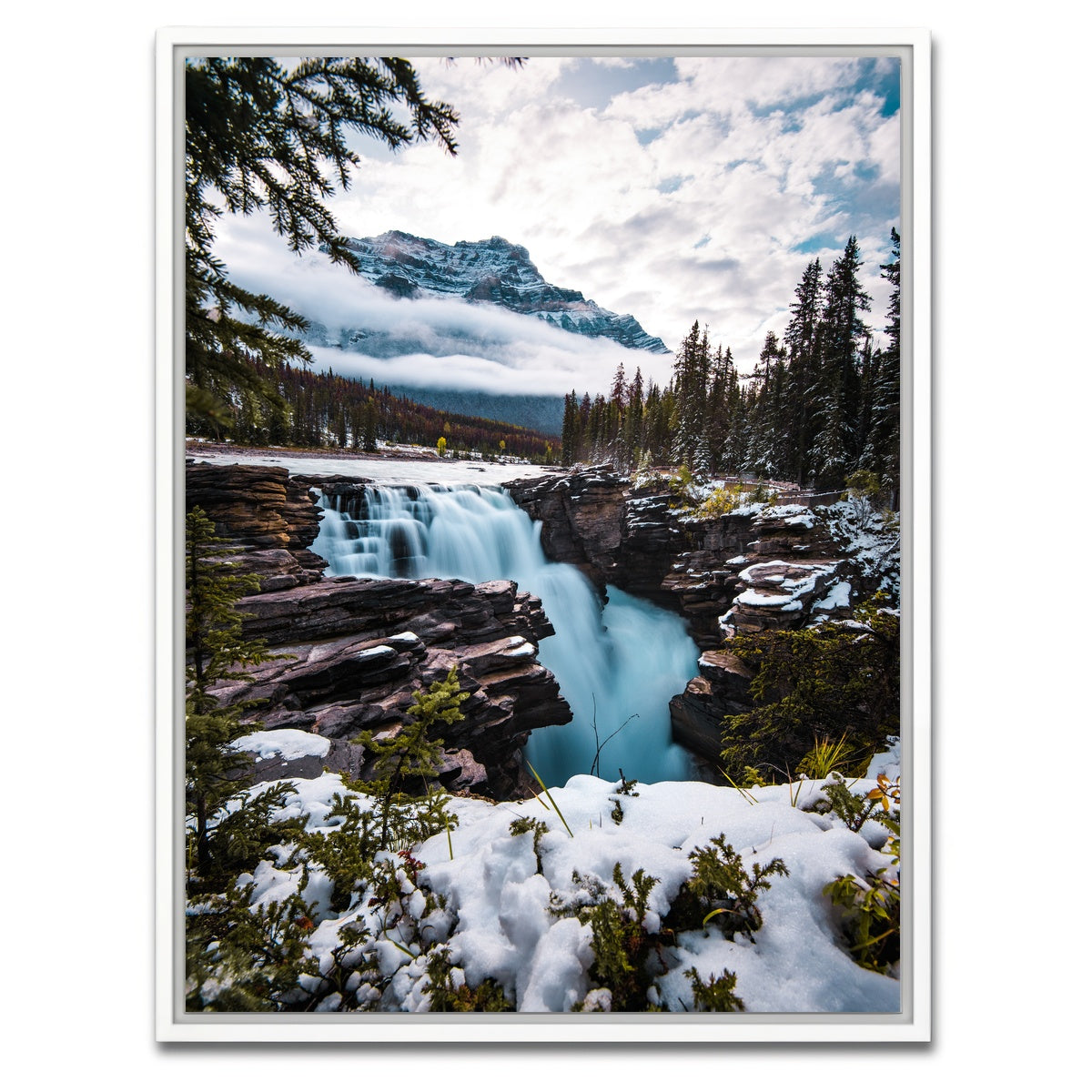 AUTO-MOCKUP WHITE | Wintry Waterfall | 1 Piece | White Framed Canvas | group=3x4