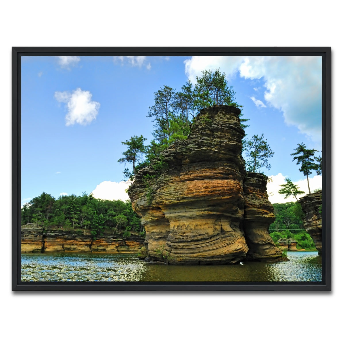 AUTO-MOCKUP WHITE | Wisconsin Dells sandstone formation | 1 Piece | Black Framed Canvas | group=4x3