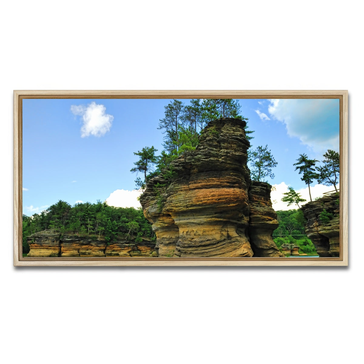 AUTO-MOCKUP WHITE | Wisconsin Dells sandstone formation | 1 Piece | Natural Framed Canvas | group=2x1