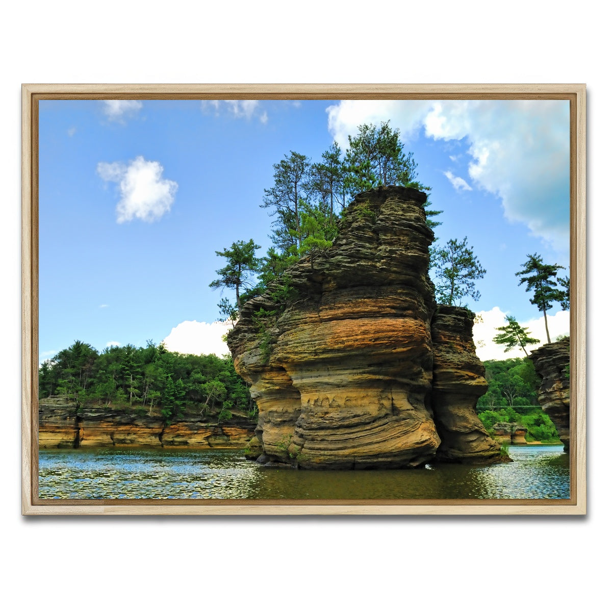 AUTO-MOCKUP WHITE | Wisconsin Dells sandstone formation | 1 Piece | Natural Framed Canvas | group=4x3