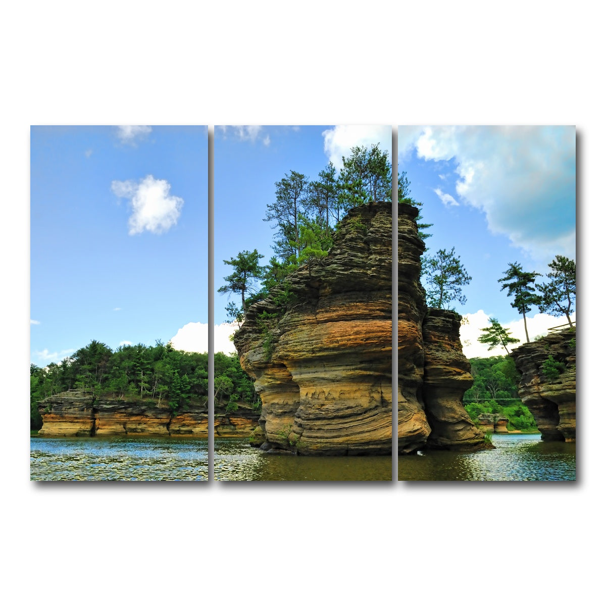 AUTO-MOCKUP WHITE | Wisconsin Dells sandstone formation | 3 Piece | Gallery Wrap Canvas | group=12x24