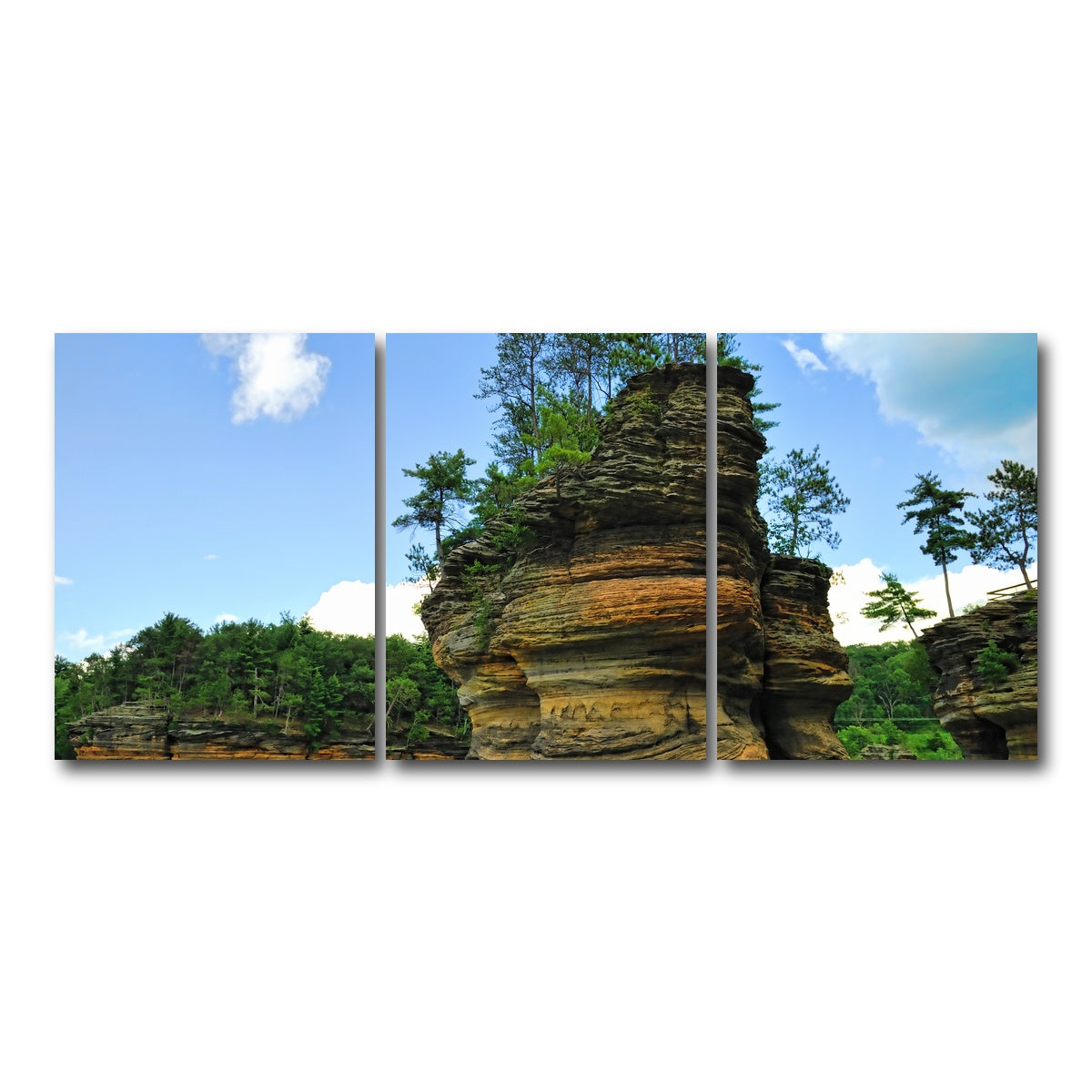AUTO-MOCKUP WHITE | Wisconsin Dells sandstone formation | 3 Piece | Gallery Wrap Canvas | group=18x24