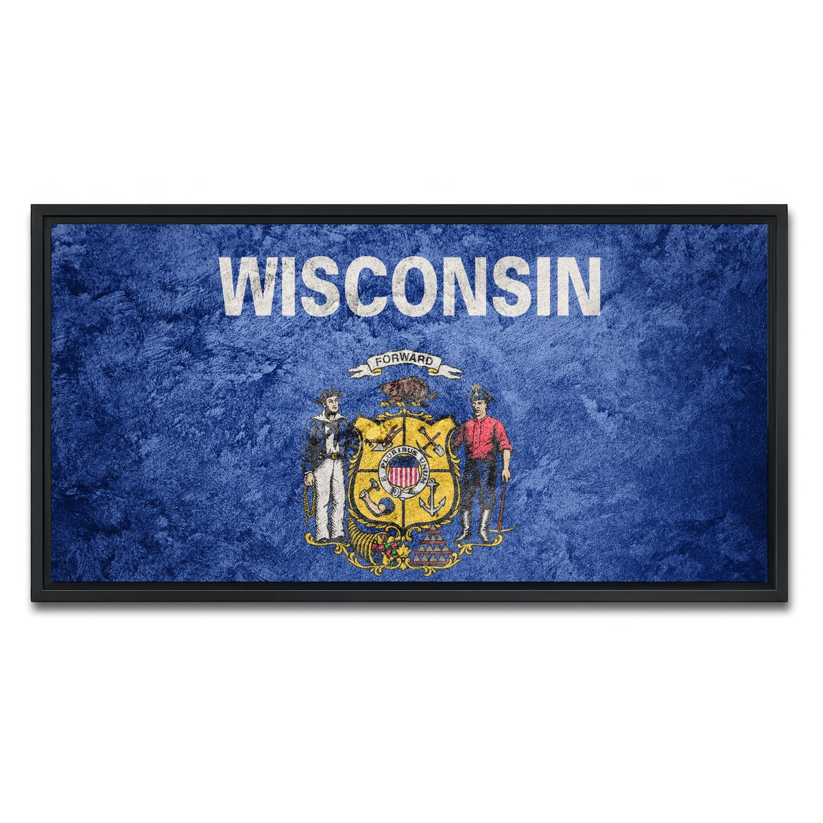 AUTO-MOCKUP WHITE | Wisconsin Flag Grunge | 1 Piece | Black Framed Canvas | group=2x1