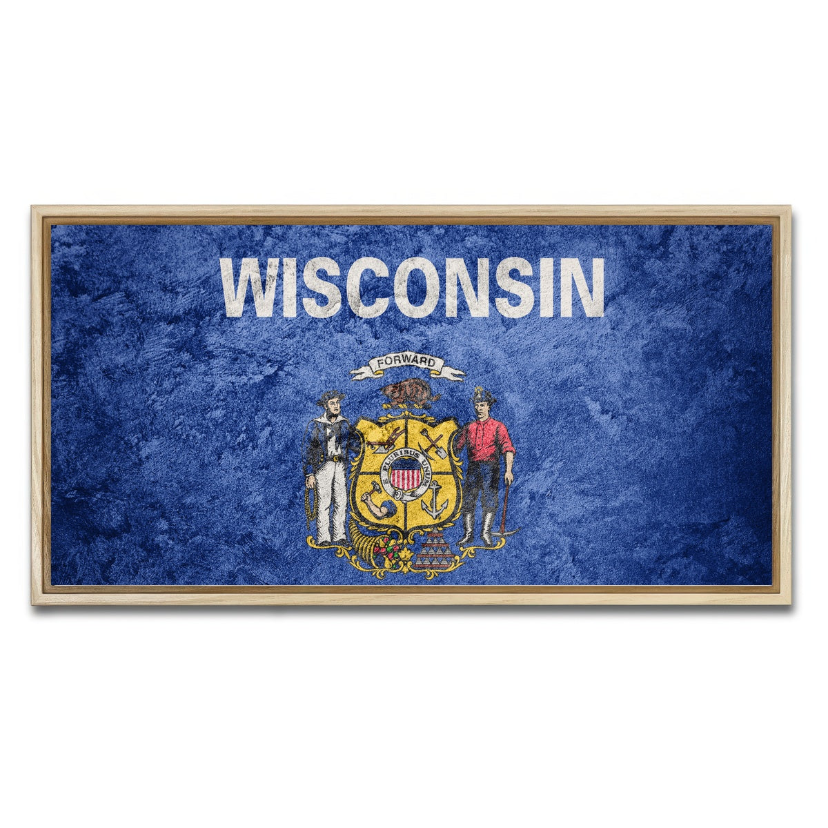 AUTO-MOCKUP WHITE | Wisconsin Flag Grunge | 1 Piece | Natural Framed Canvas | group=2x1