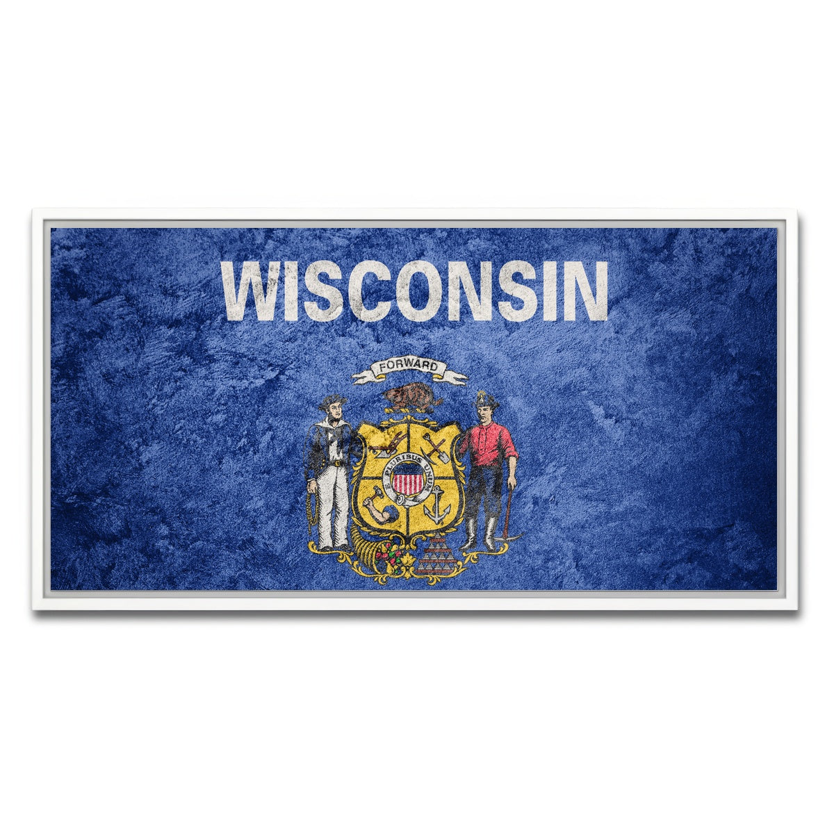 AUTO-MOCKUP WHITE | Wisconsin Flag Grunge | 1 Piece | White Framed Canvas | group=2x1