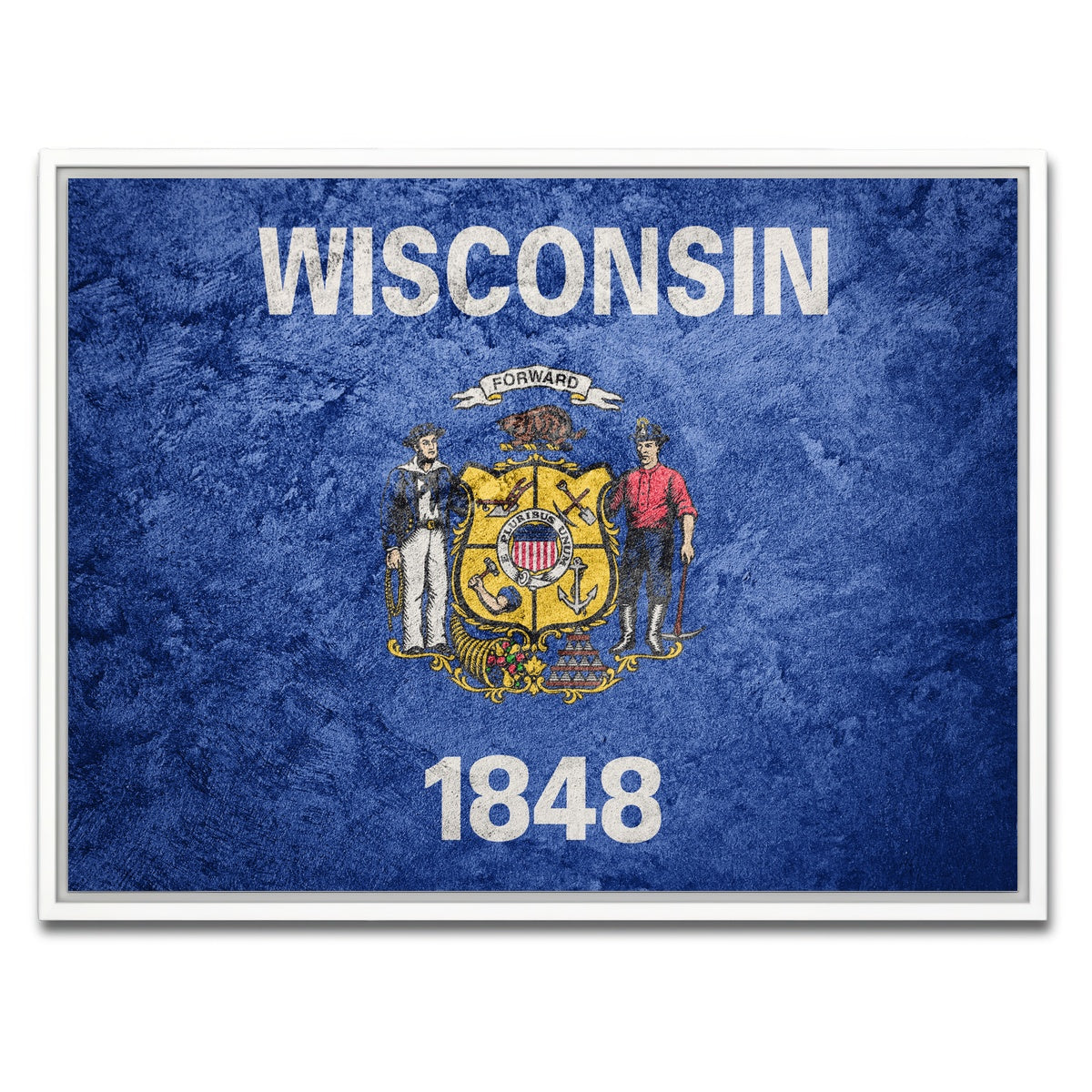 AUTO-MOCKUP WHITE | Wisconsin Flag Grunge | 1 Piece | White Framed Canvas | group=4x3