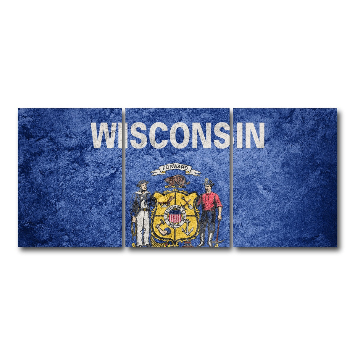 AUTO-MOCKUP WHITE | Wisconsin Flag Grunge | 3 Piece | Gallery Wrap Canvas | group=18x24