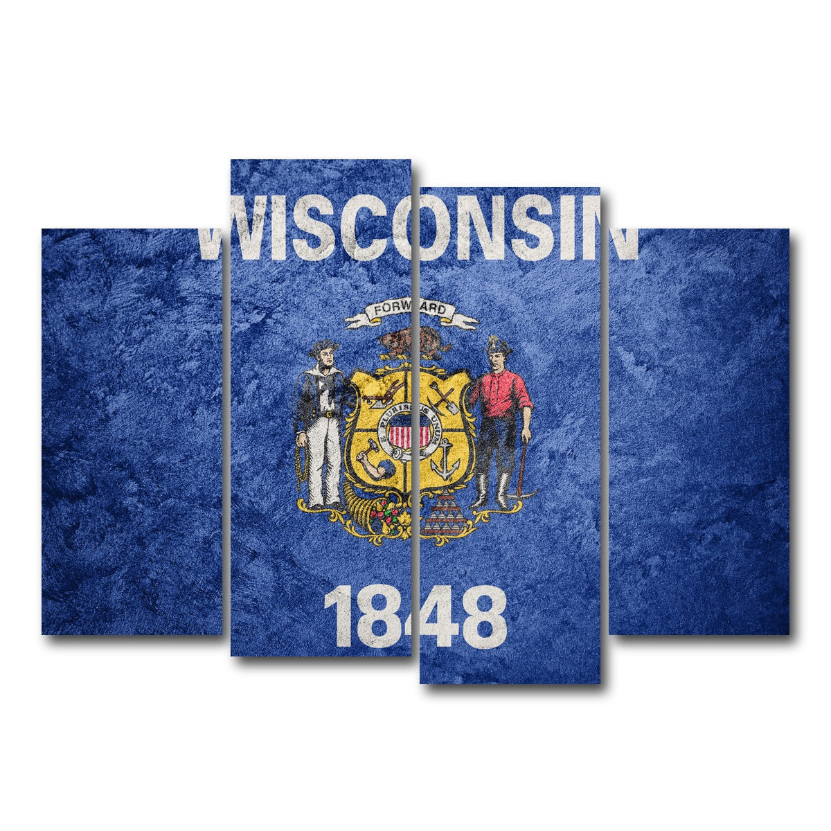 AUTO-MOCKUP WHITE | Wisconsin Flag Grunge | 4 Piece | Gallery Wrap Canvas | group=4_normal