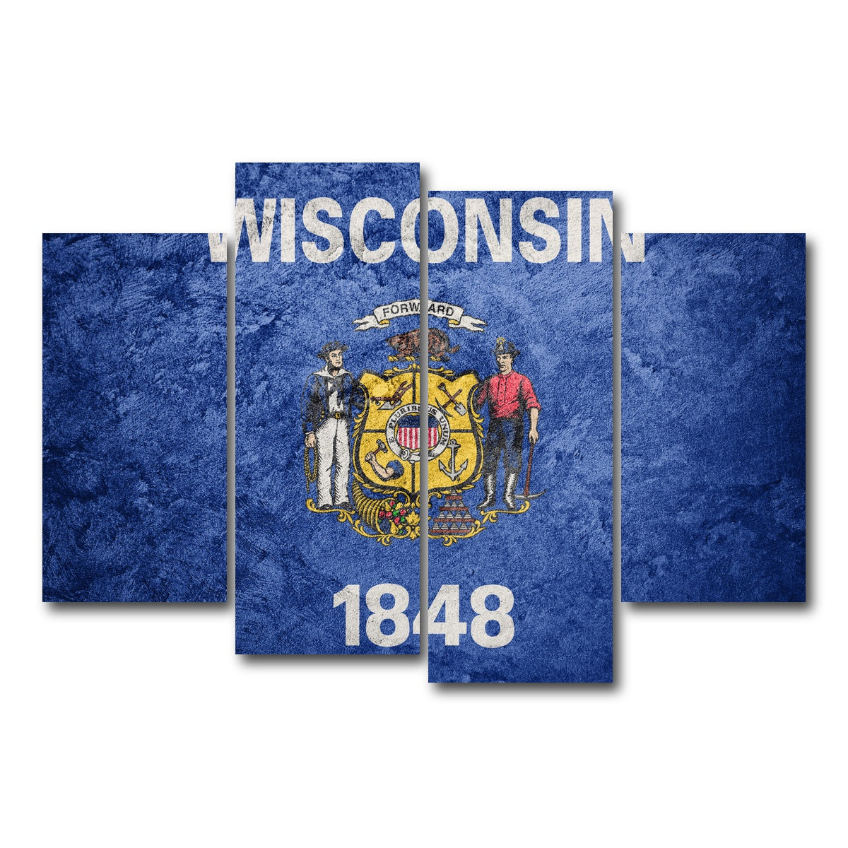 AUTO-MOCKUP WHITE | Wisconsin Flag Grunge | 4 Piece | Gallery Wrap Canvas | group=4_short