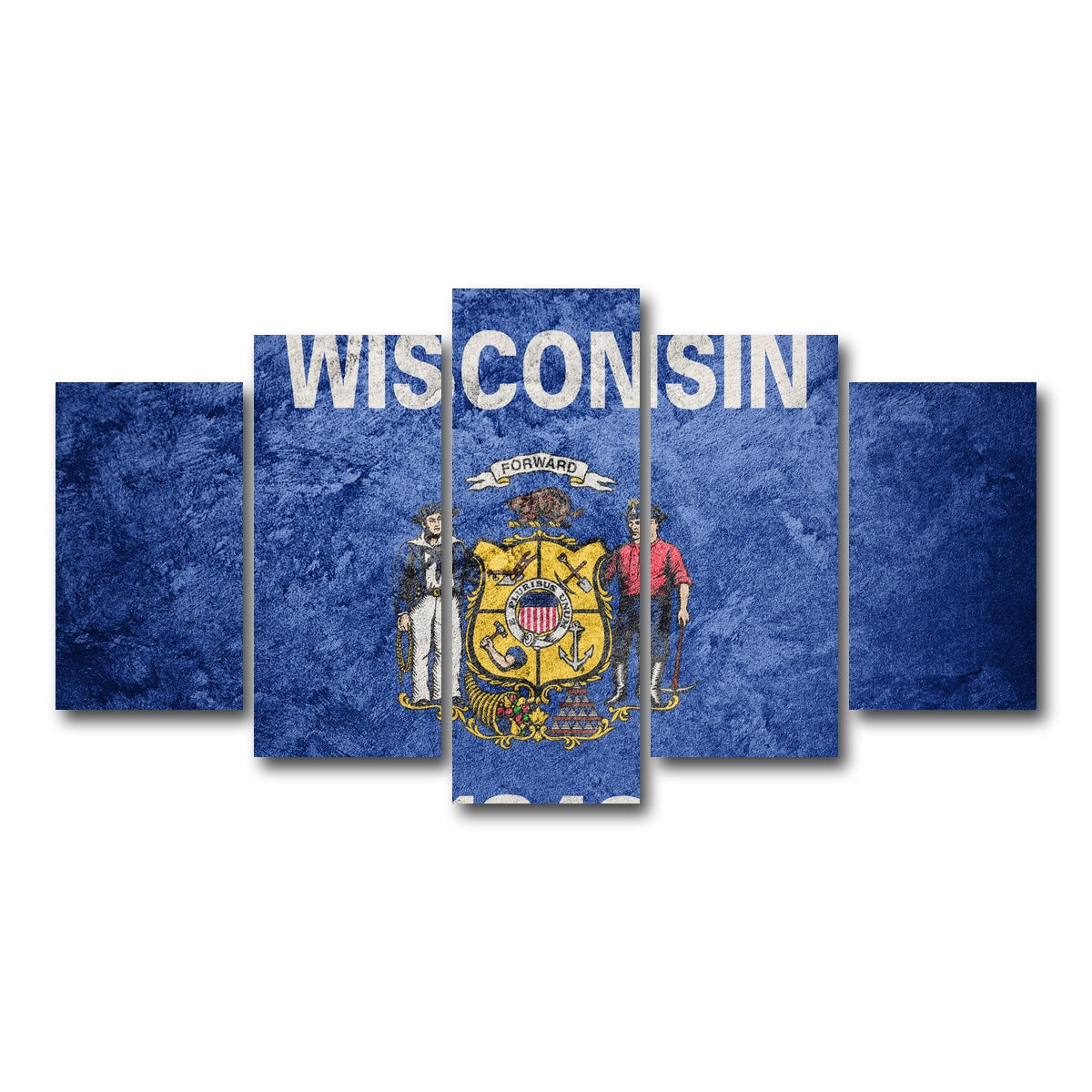 AUTO-MOCKUP WHITE | Wisconsin Flag Grunge | 5 Piece | Gallery Wrap Canvas | group=5_normal