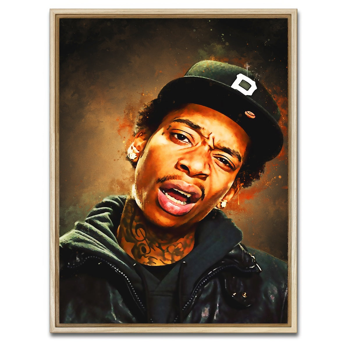 AUTO-MOCKUP WHITE | Wiz Khalifa Painting | 1 Piece | Natural Framed Canvas | group=3x4
