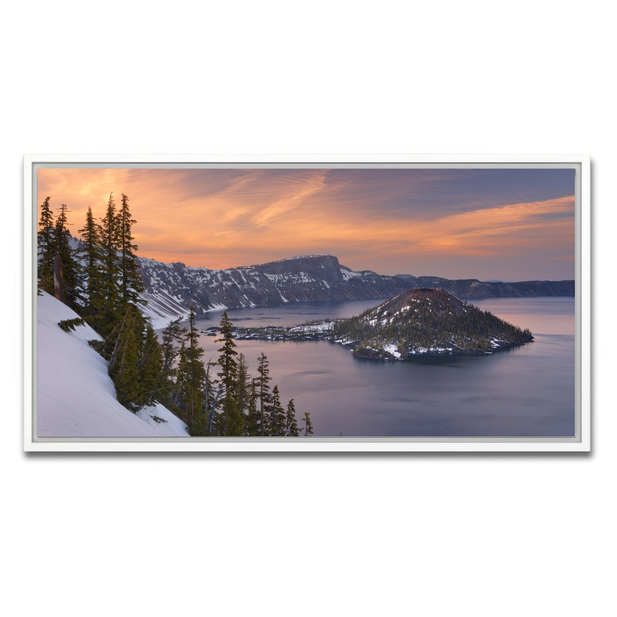 AUTO-MOCKUP WHITE | Wizard Island - Crater Lake | 1 Piece | White Framed Canvas | group=2x1