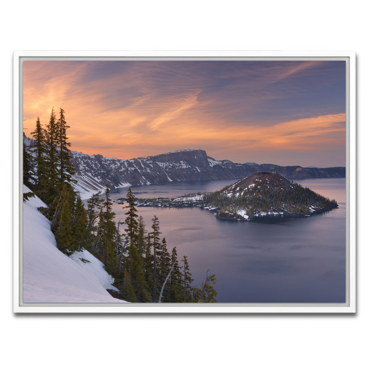 AUTO-MOCKUP WHITE | Wizard Island - Crater Lake | 1 Piece | White Framed Canvas | group=4x3