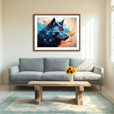 AUTO-MOCKUP ROOM | Wolf Abstract Painting Wall Art