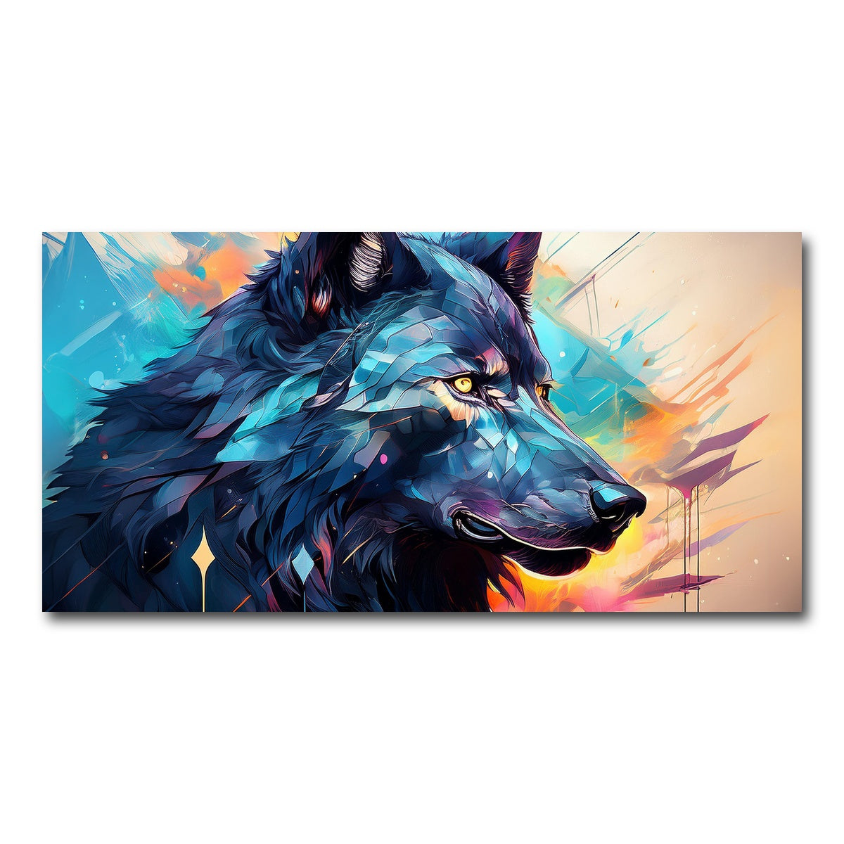AUTO-MOCKUP WHITE | Wolf Abstract Painting | 1 Piece | Gallery Wrap Canvas | group=2x1