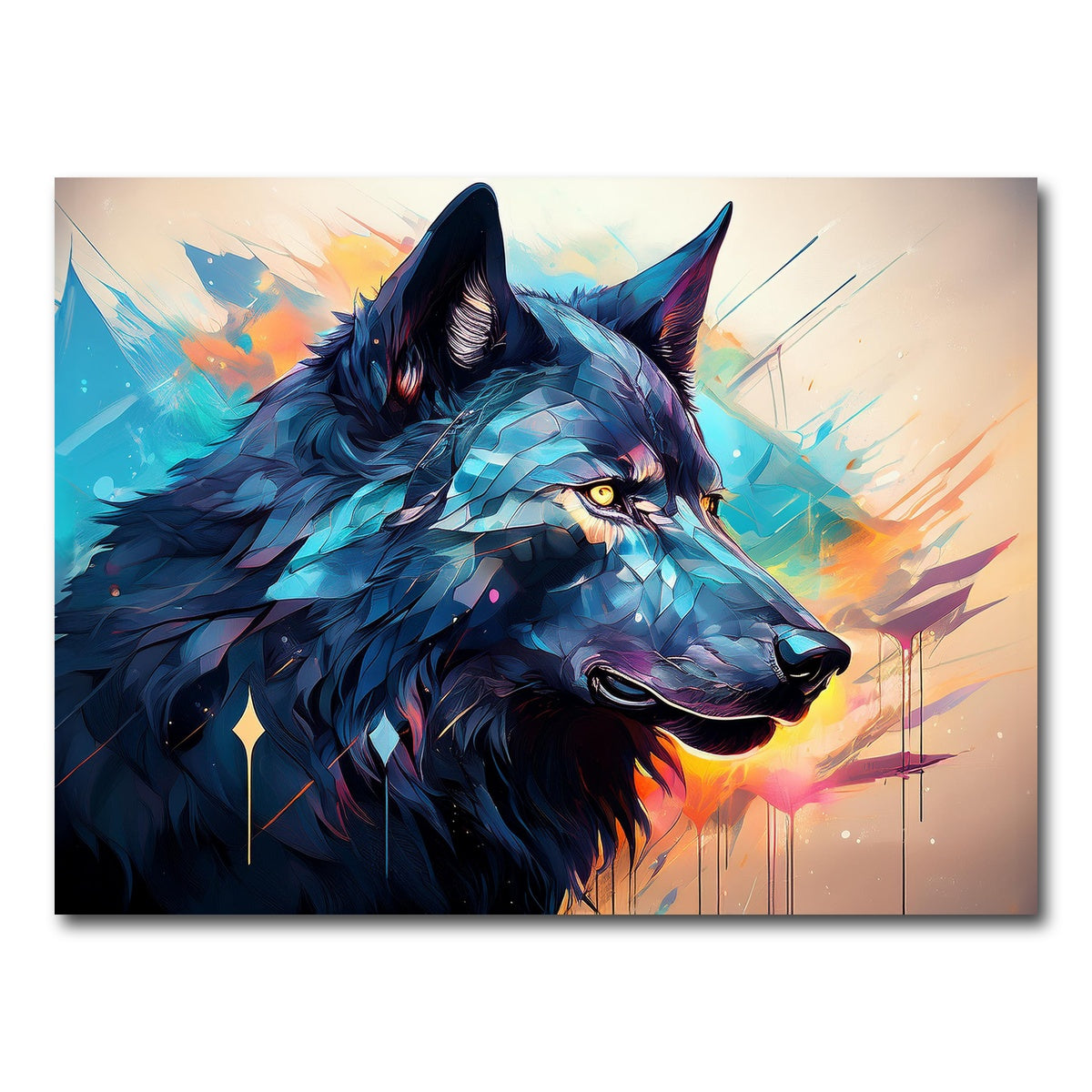 AUTO-MOCKUP WHITE | Wolf Abstract Painting | 1 Piece | Gallery Wrap Canvas | group=4x3