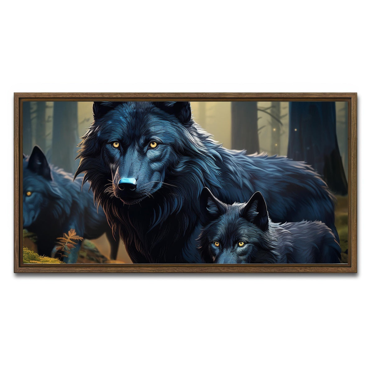 AUTO-MOCKUP WHITE | Wolf Family | 1 Piece | Walnut Framed Canvas | group=2x1