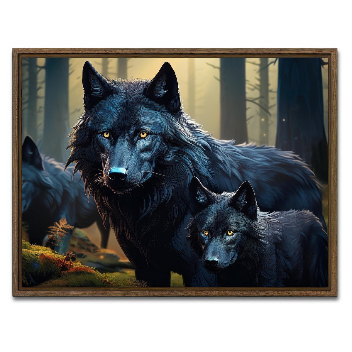 AUTO-MOCKUP WHITE | Wolf Family | 1 Piece | Walnut Framed Canvas | group=4x3