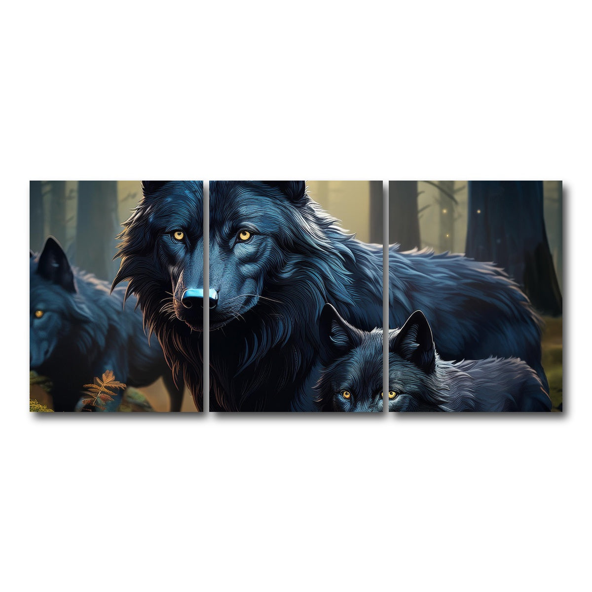 AUTO-MOCKUP WHITE | Wolf Family | 3 Piece | Gallery Wrap Canvas | group=18x24