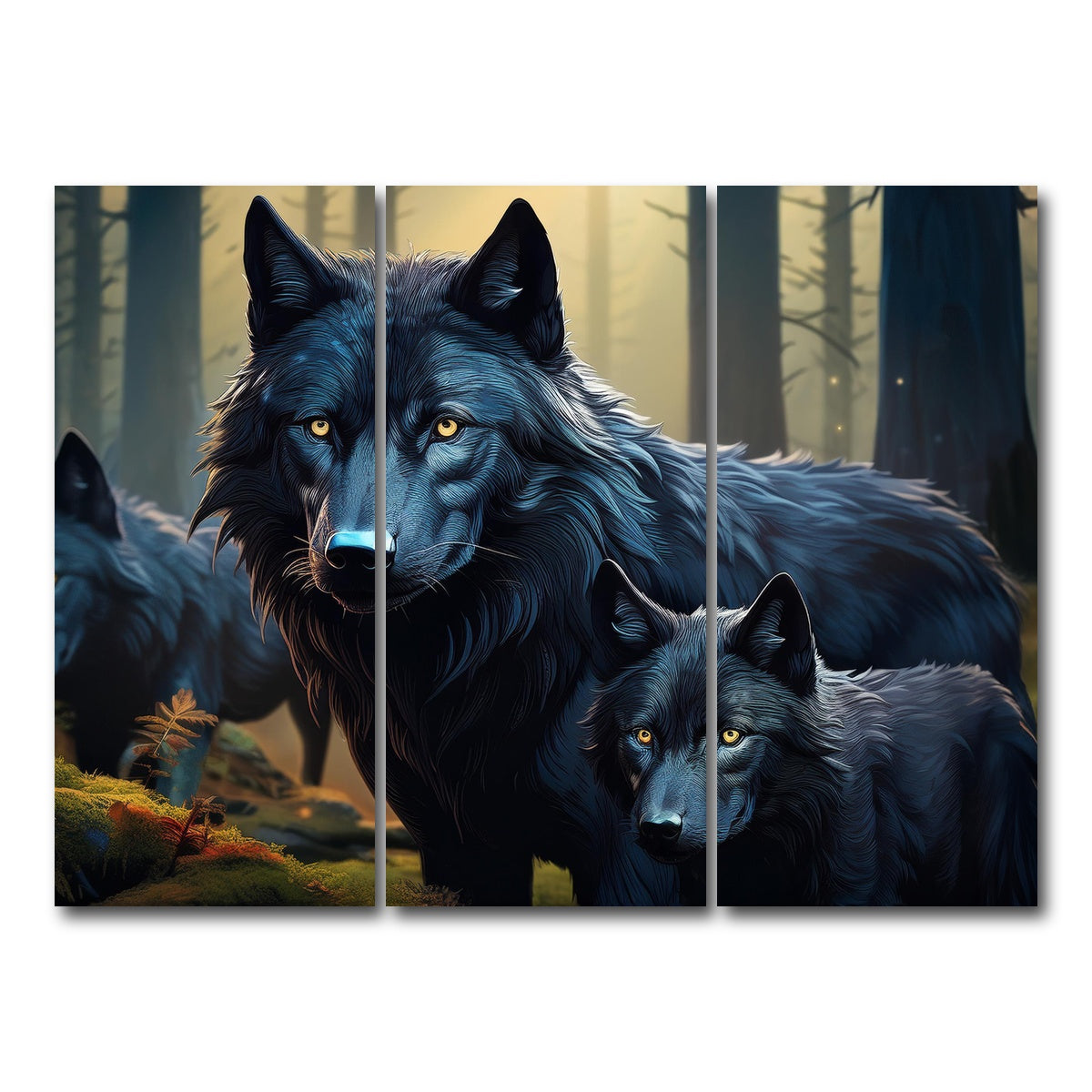 AUTO-MOCKUP WHITE | Wolf Family | 3 Piece | Gallery Wrap Canvas | group=8x18
