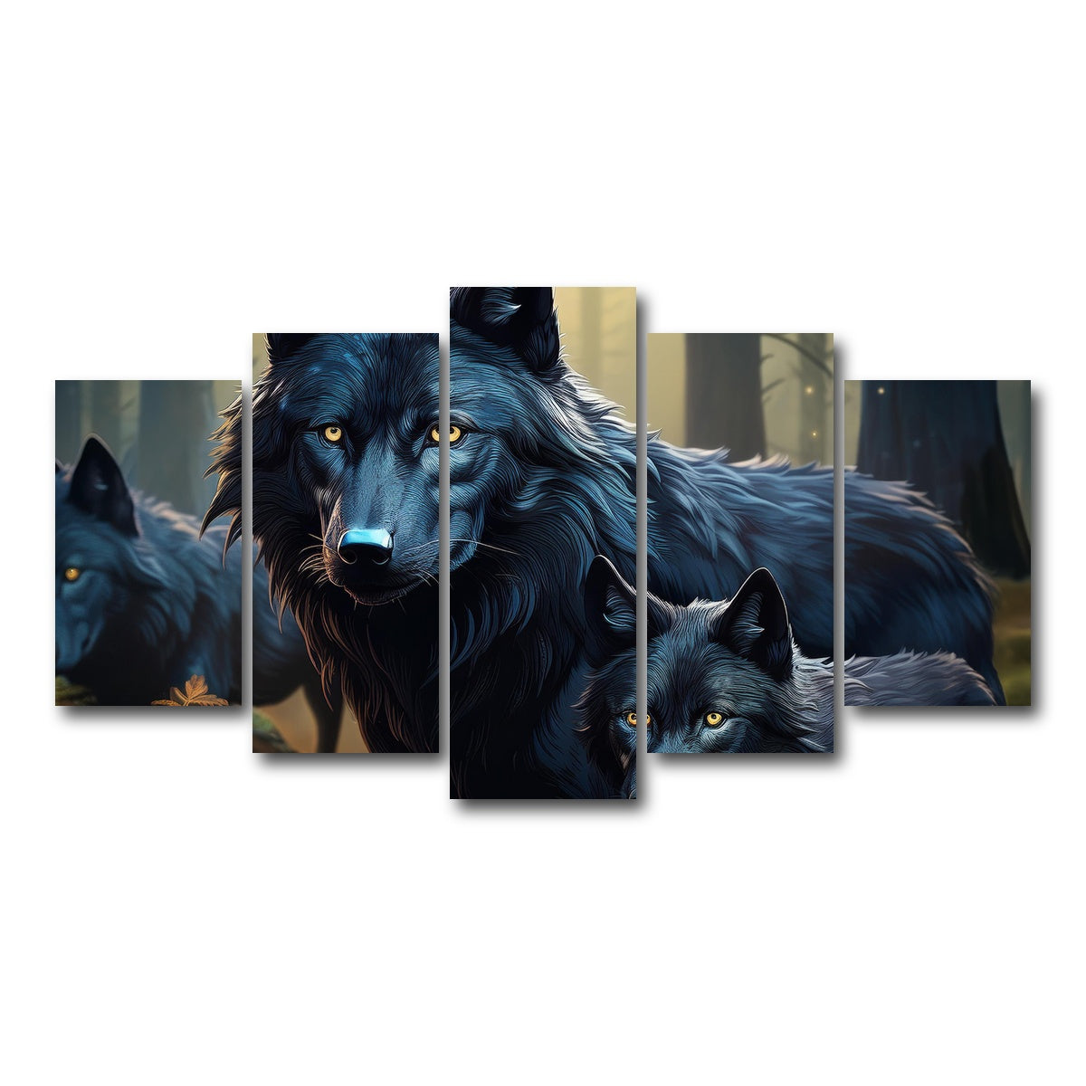 AUTO-MOCKUP WHITE | Wolf Family | 5 Piece | Gallery Wrap Canvas | group=5_normal