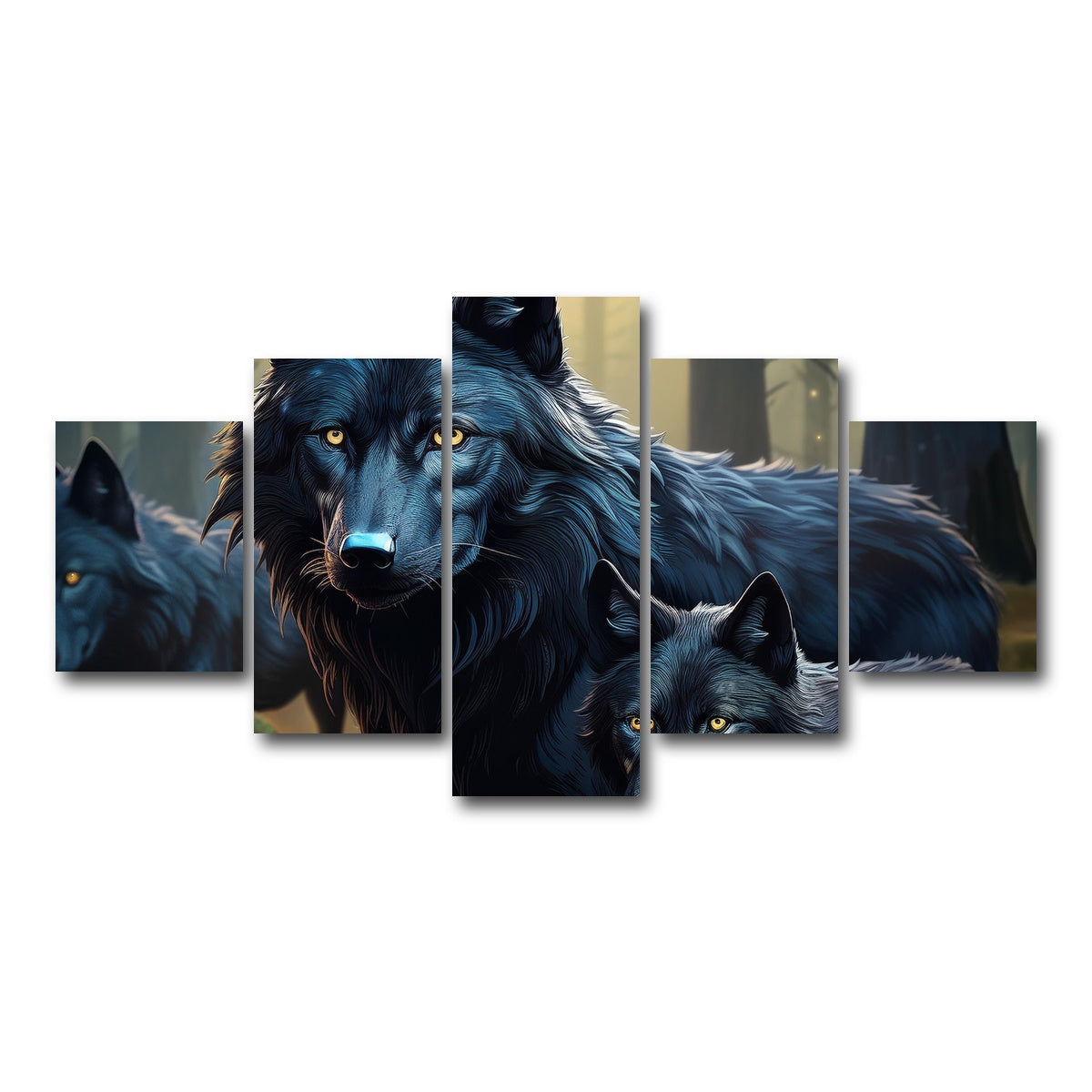 AUTO-MOCKUP WHITE | Wolf Family | 5 Piece | Gallery Wrap Canvas | group=5_short