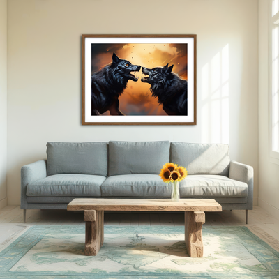 AUTO-MOCKUP ROOM | Wolf Fight Wall Art