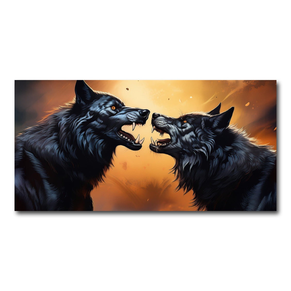 AUTO-MOCKUP WHITE | Wolf Fight | 1 Piece | Gallery Wrap Canvas | group=2x1