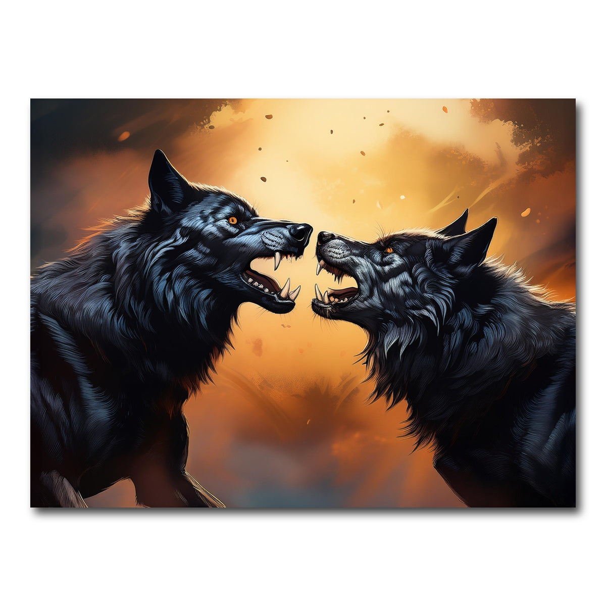 AUTO-MOCKUP WHITE | Wolf Fight | 1 Piece | Gallery Wrap Canvas | group=4x3