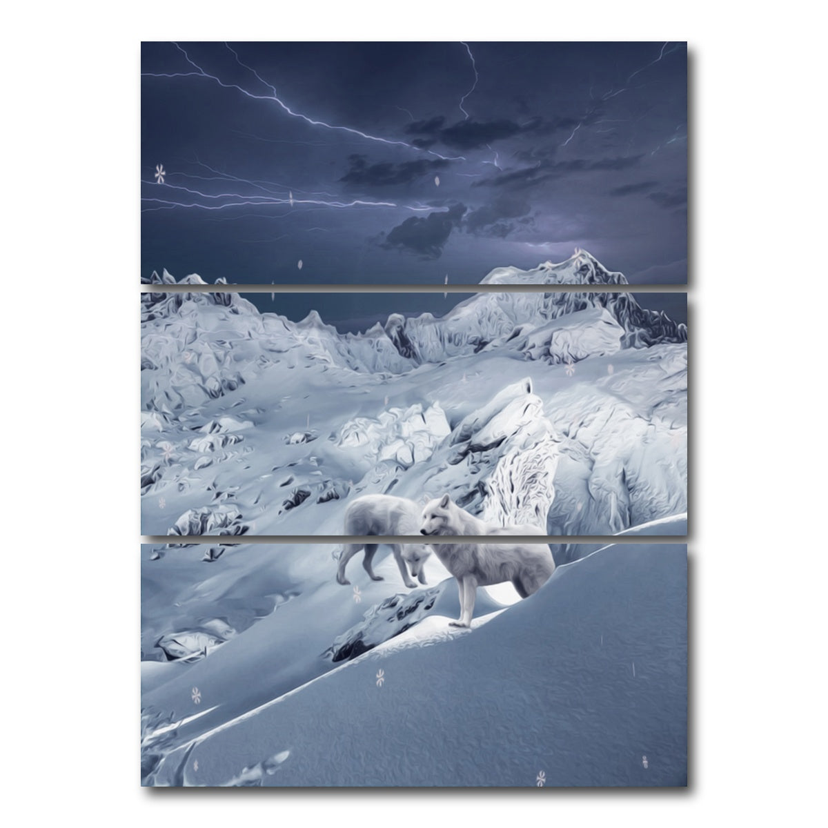 AUTO-MOCKUP WHITE | Wolf IceLand | 3 Piece | Gallery Wrap Canvas | group=8x18_stacked