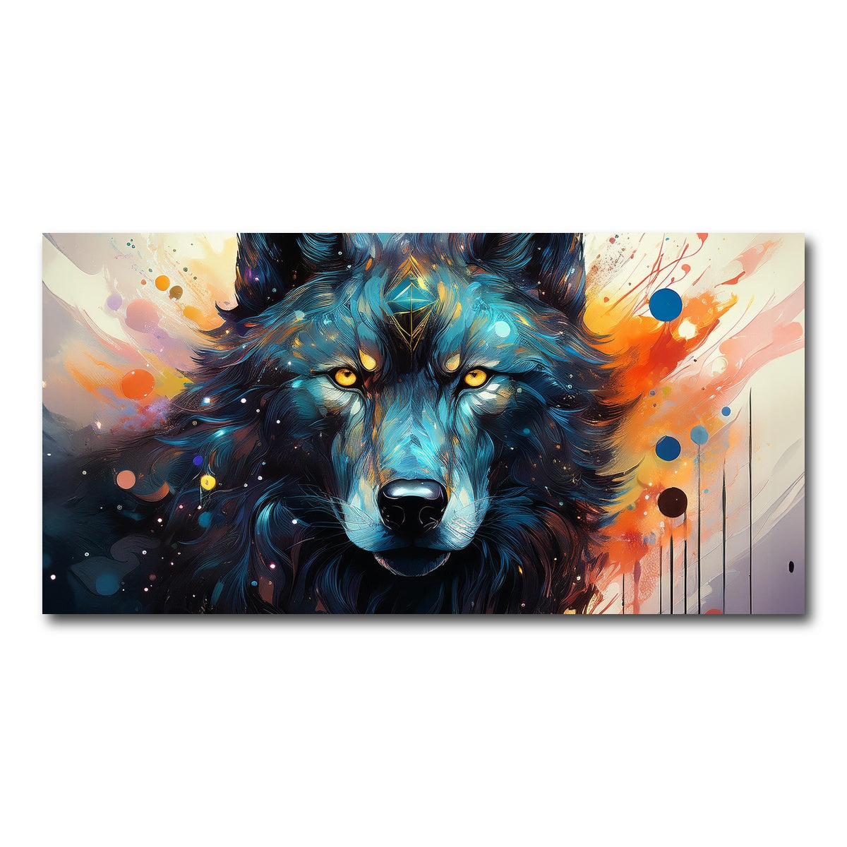 AUTO-MOCKUP WHITE | Wolf Painting | 1 Piece | Gallery Wrap Canvas | group=2x1