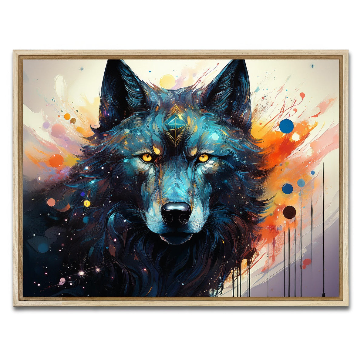 AUTO-MOCKUP WHITE | Wolf Painting | 1 Piece | Natural Framed Canvas | group=4x3