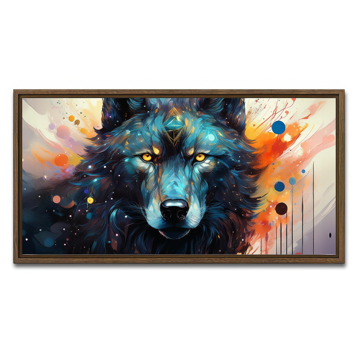 AUTO-MOCKUP WHITE | Wolf Painting | 1 Piece | Walnut Framed Canvas | group=2x1