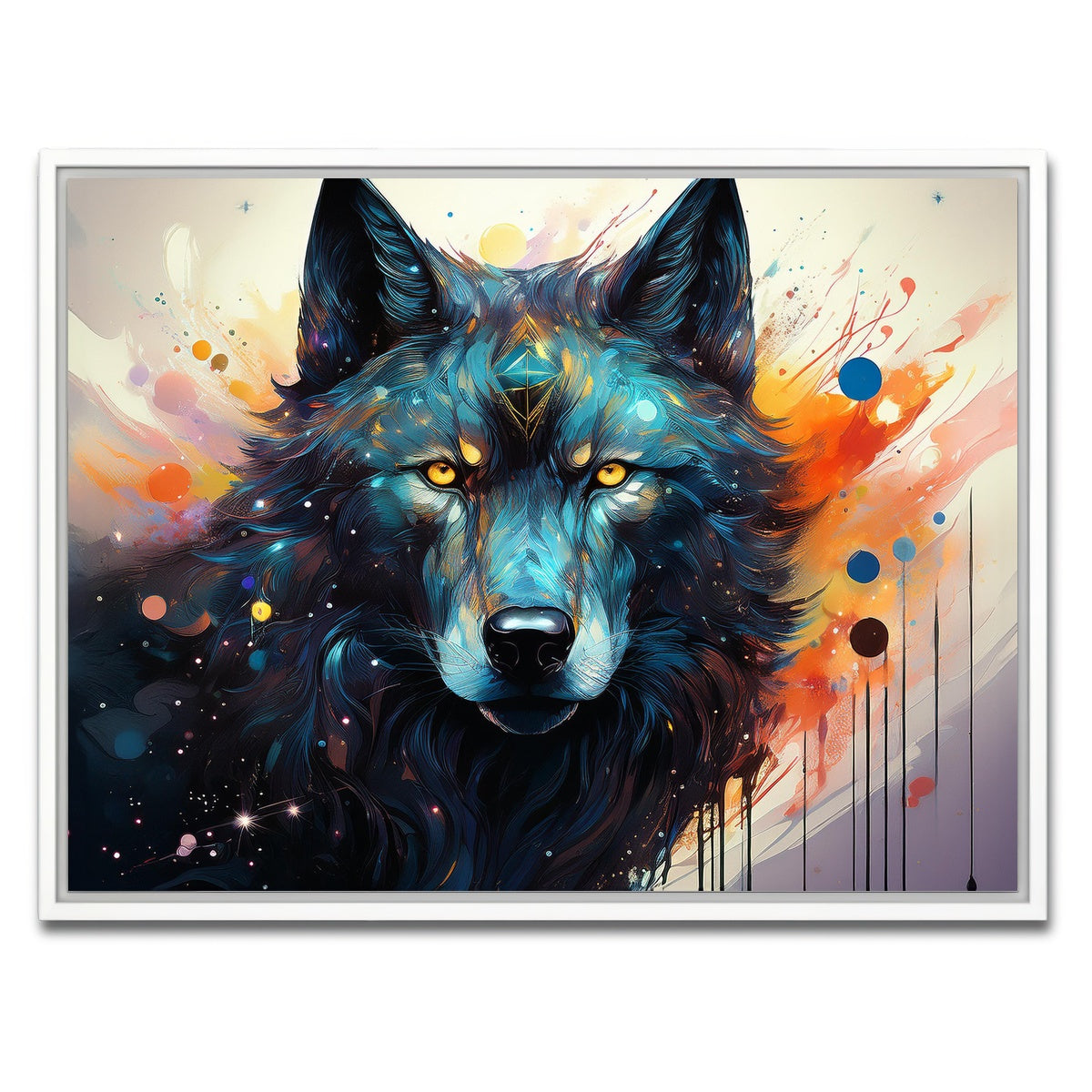 AUTO-MOCKUP WHITE | Wolf Painting | 1 Piece | White Framed Canvas | group=4x3