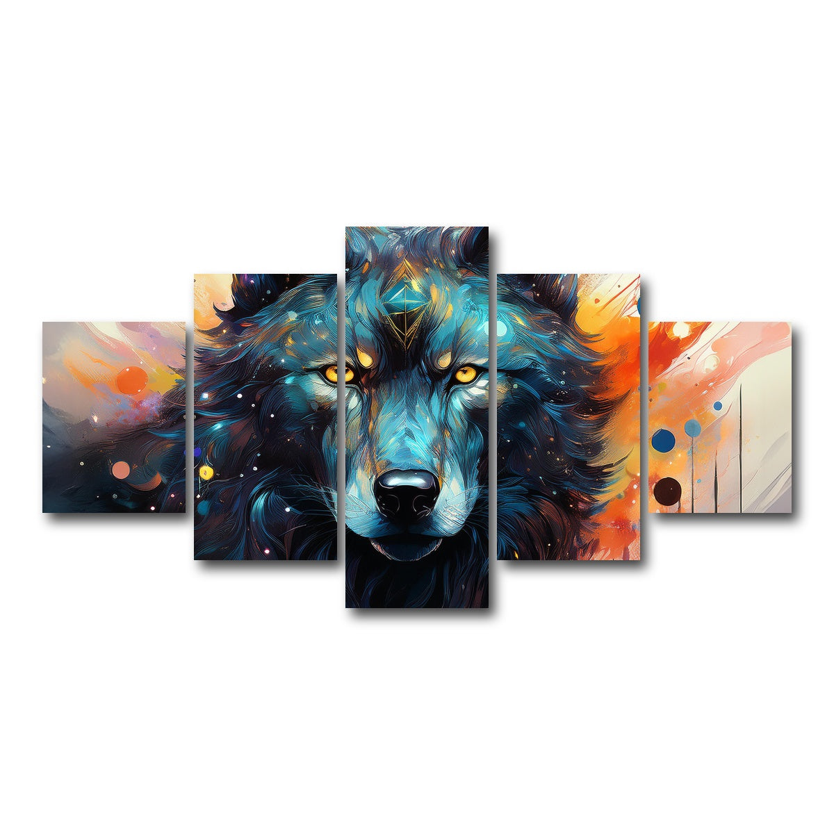 AUTO-MOCKUP WHITE | Wolf Painting | 5 Piece | Gallery Wrap Canvas | group=5_short