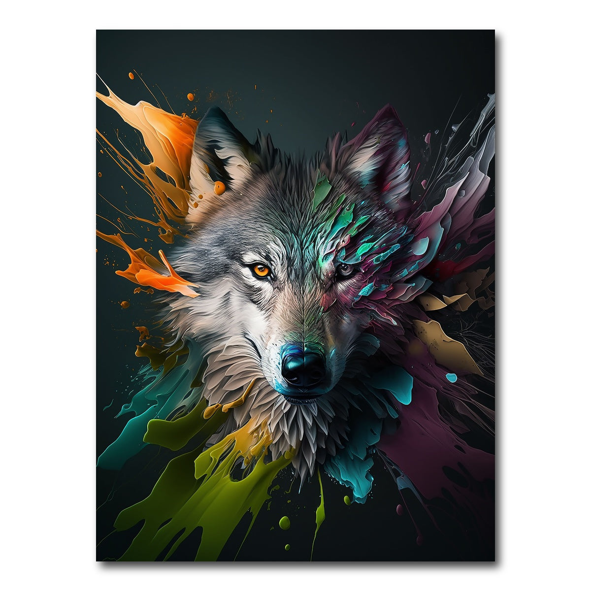 AUTO-MOCKUP WHITE | Wolf Portrait | 1 Piece | Gallery Wrap Canvas | group=3x4