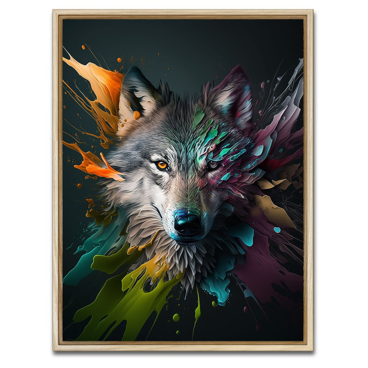 AUTO-MOCKUP WHITE | Wolf Portrait | 1 Piece | Natural Framed Canvas | group=3x4
